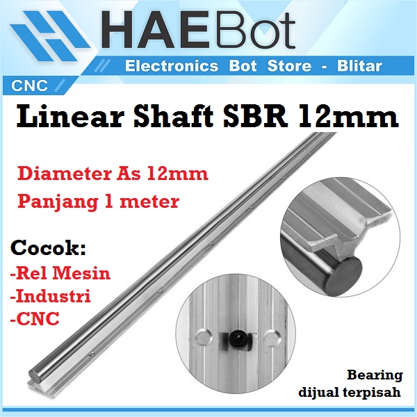 [HAEBOT] Rail SBR12 SBR 12 Rel Linear Shaft As 12mm Stainless CNC 1000mm 1m Linear Motion x axis y axis Industri Plasma CNC Router Mesin Mekanik