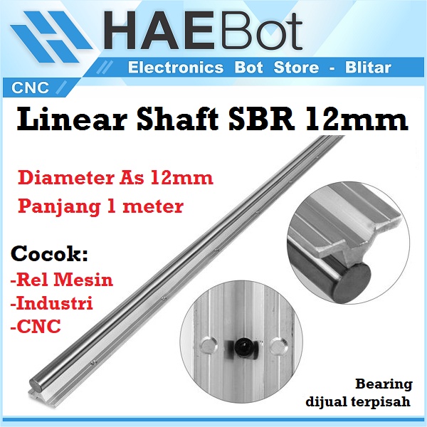 [HAEBOT] Rail SBR12 SBR 12 Rel Linear Shaft As 12mm Stainless CNC 1000mm 1m Linear Motion x axis y a