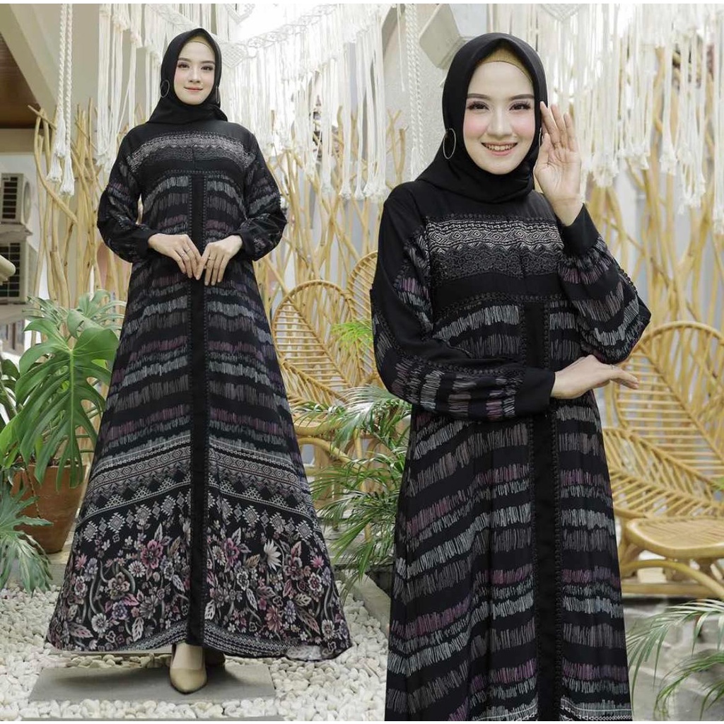 Abaya Pesta Mewah Baju Gamis Abaya Hitam Turkey Renda Terbaru
