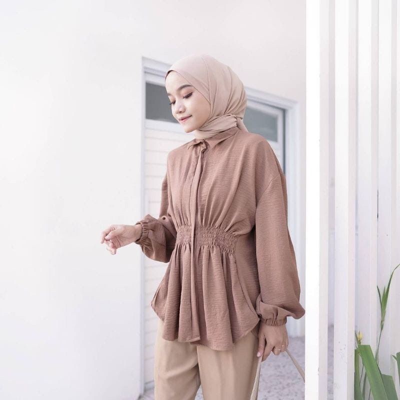 Verby Blouse Wanita Polos Crincle Airflow