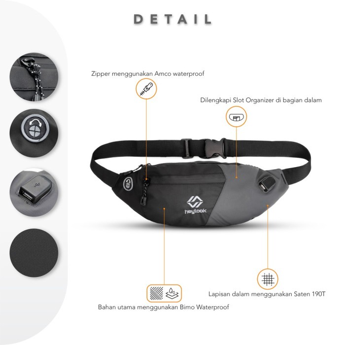 PROMO Tas Selempang Pria Waterproof Anti Air Slingbag Eiger Consina Rei - Hitam
