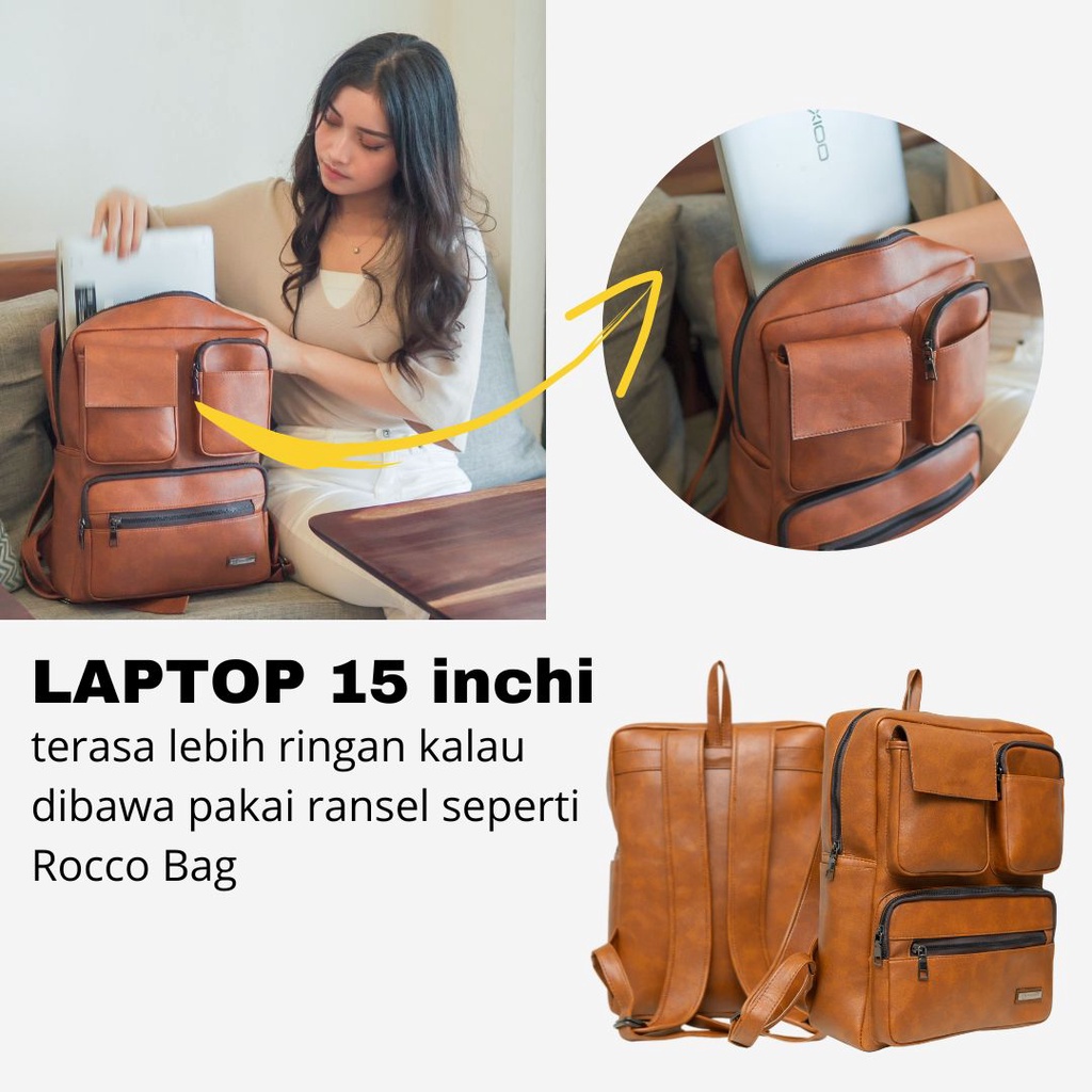 ROCCO Bag by Manjua. Tas Ransel, Tas Kerja Wanita, Muat LAPTOP 15 inch. Muat Banyak Barang. Tas Ukuran Besar. Melindungi Laptop Dari Benturan dan Gesekan