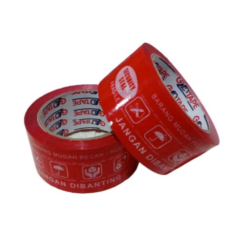 

Lakban solasi selotip merah fragile safety seal rol alat packing