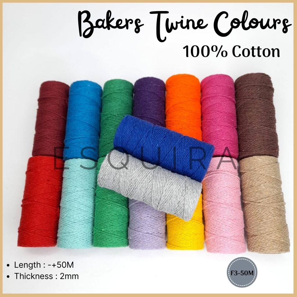 Bakers Twine 100% Cotton /Benang String Solid Color/ Tali DIY F3-50M