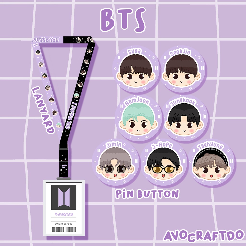 [ AVOCRAFTDO ] Merchandise Kpop BTS Pin Button / Lanyard