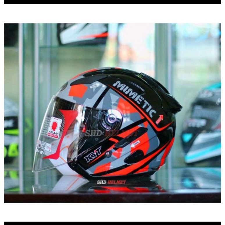 KYT HLEM GALAXY FLAT R#4MOTIF MIMETIC BLACK/ RED FLUO DOUBLE VISOR