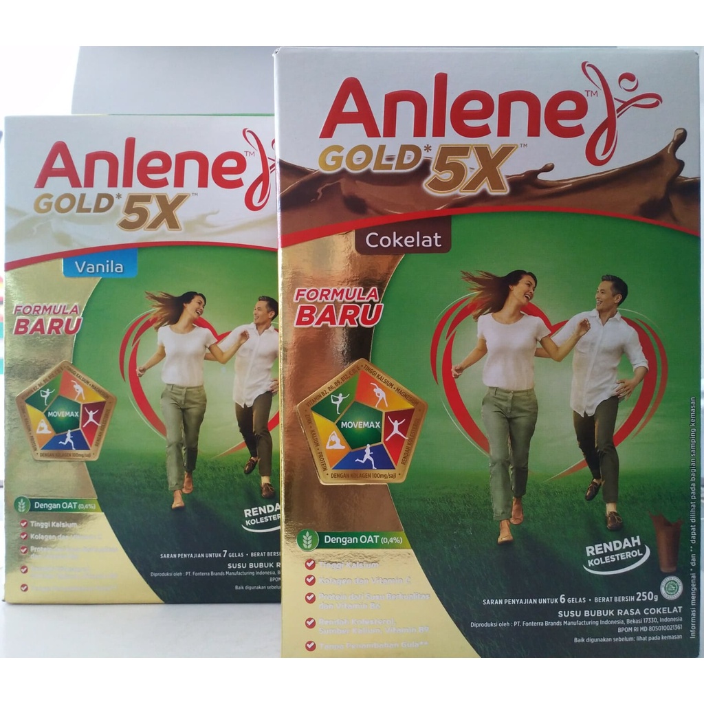 

ANLENE Gold Plus 5X Hi-Calcium Original, Vanila, Coklat Box 240gr