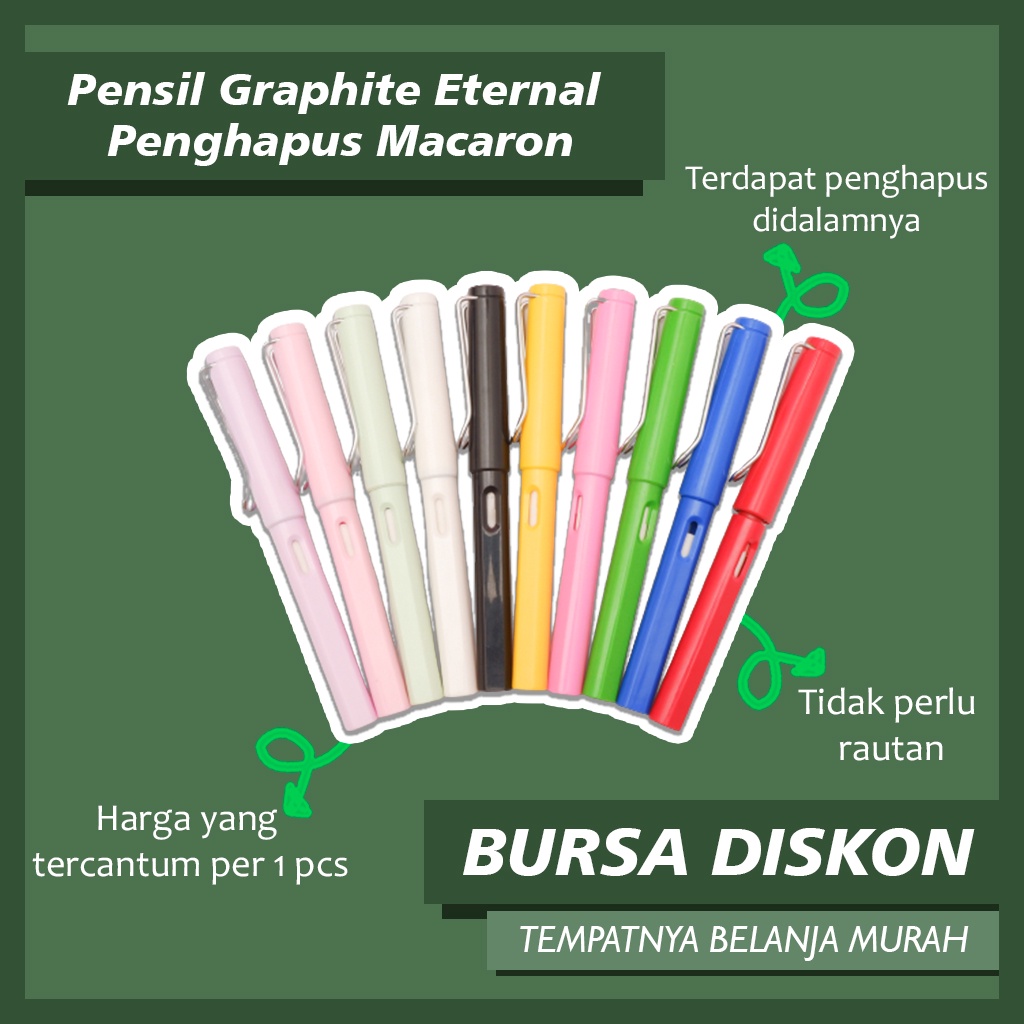 

Pensil Graphite Eternal Macaron Penghapus Pencil Pastel Lucu