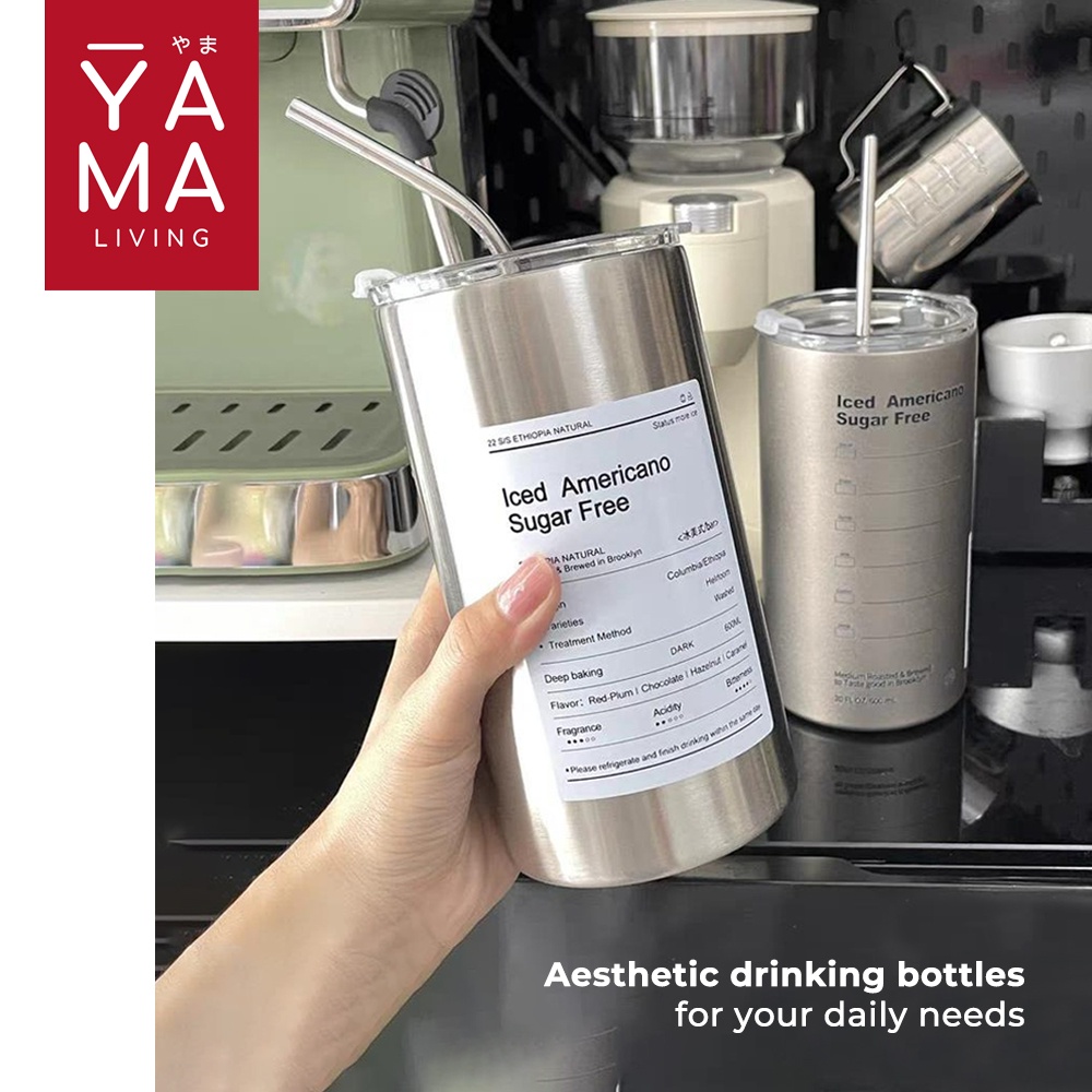 YAMA DENJI Stainless Steel Tumblr Cofee Tea 360ml 600ml Aesthetic Botol Minum Kopi Teh