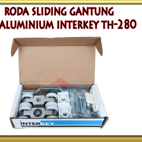 Roda Sliding Gantung Rel Aluminium Pintu Geser INTERKEY TH280-4NWL SSS