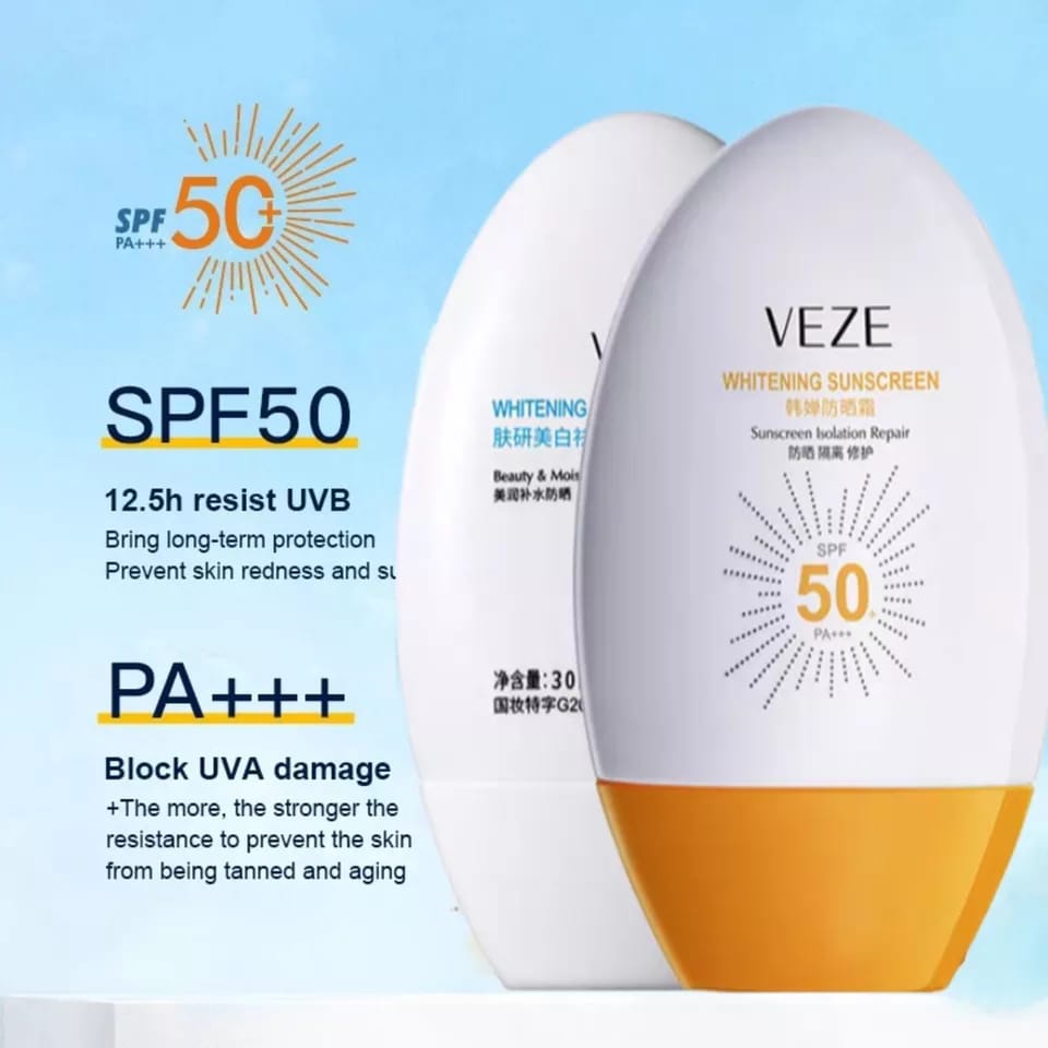 Veze Tabir Surya UV SPF50 PA +++ Intensif 45ml Pelembab Pemutih dan Penghilang Titik