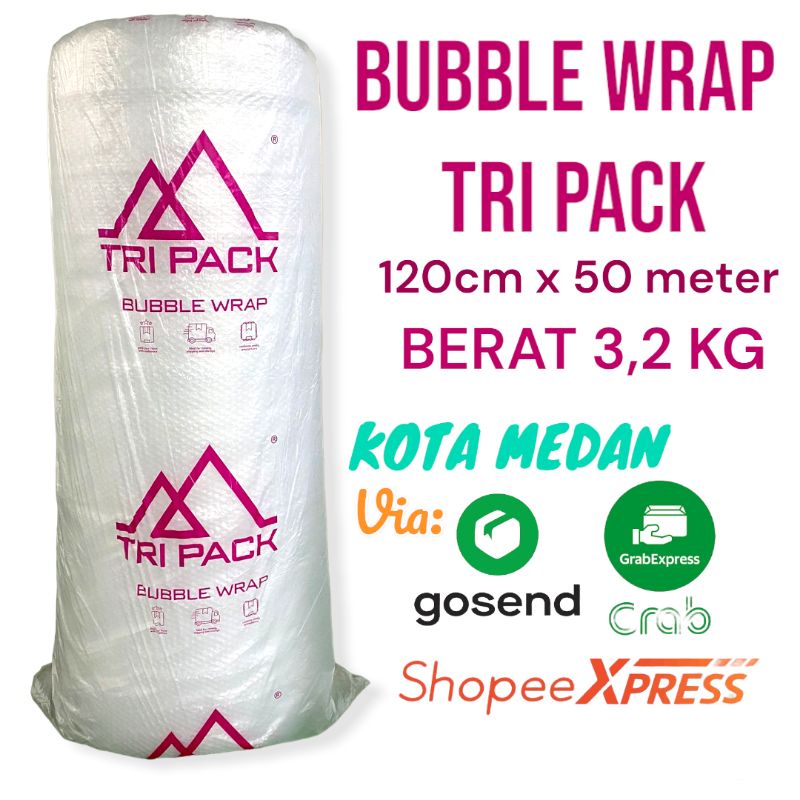 

BUBBLE WRAP MEDAN// TRIPACK // 120cm x 50 meter // PUTIH // KUAT & HEMAT// KHUSUS MEDAN //PENGIRIMAN INSTANT : GO-SEND / GRAB INSTANT / SHOPEE XPRESS INSTANT/