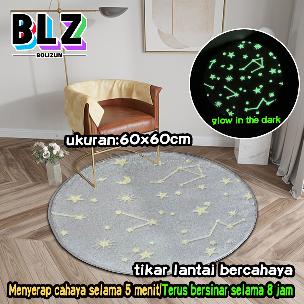 Bolizun Keset Kaki Empuk /karpet kamar tidur/ keset kaki murah/karpet bulu bulat/Glow in the Dark 60 x 60