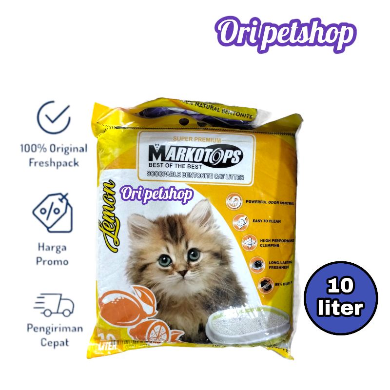 Markotops Pasir Kucing Gumpal Wangi Lemon 10 liter