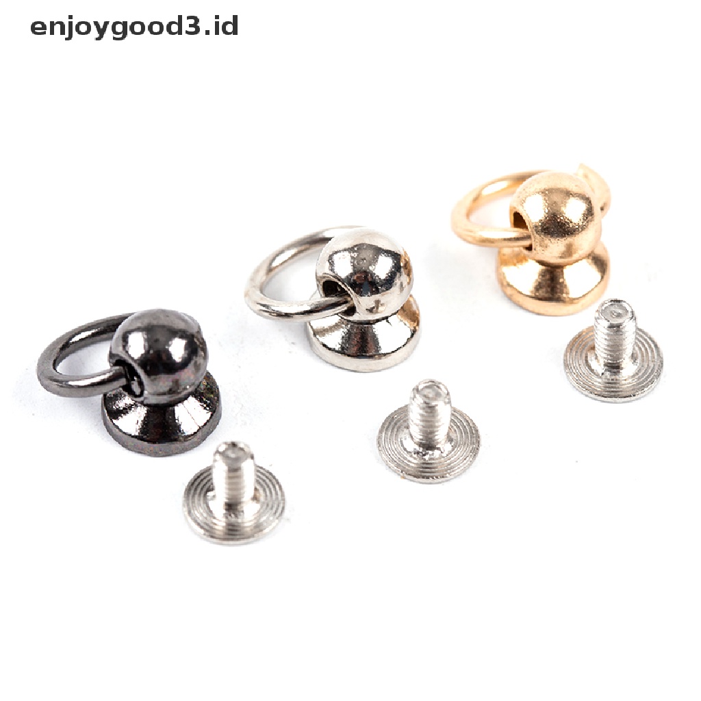 10pcs Kancing O Ring Stud Screwback Sekrup Paku Keling 8mm Bahan Metal Untuk Kerajinan Tas Telepon