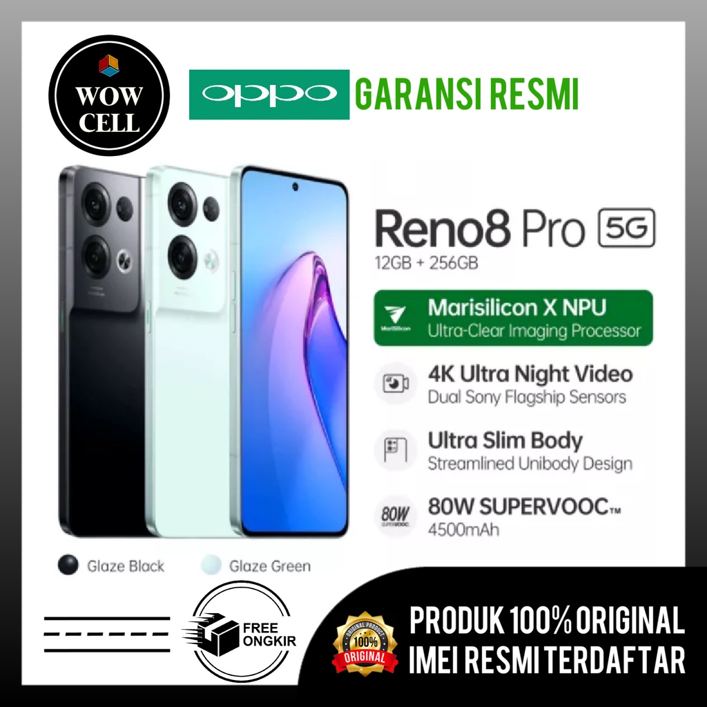OPPO RENO 8 PRO (5G) 12GB/256GB & OPPO RENO 8 (5G) 8GB/256GB GARANSI RESMI OPPO 1 TAHUN