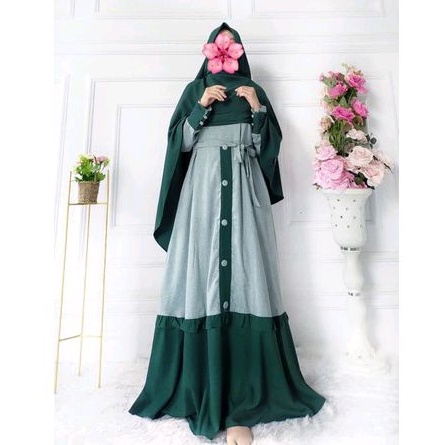 Gamis set cadar Hamidah madina katun dan plat HILMA wolfis XL XXL khimar baju muslim set jilbab krudung syari hijab