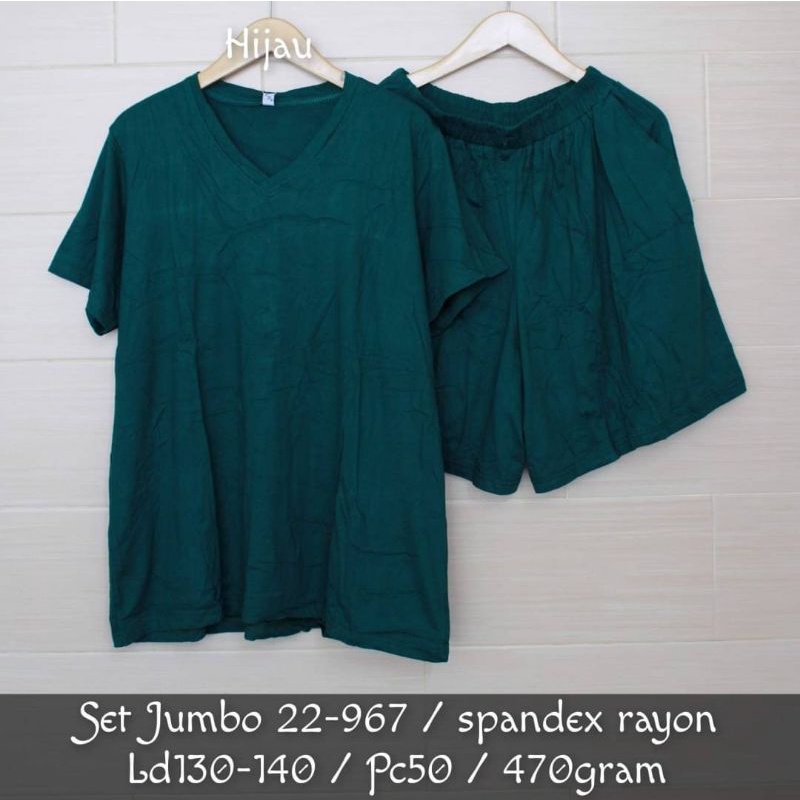 Setelan Jumbo 22-967 Bahan spandex rayon LD130-140