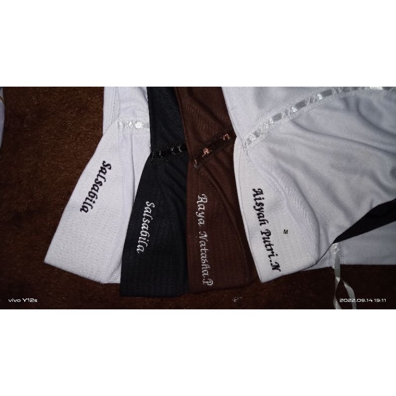 kerudung sekolah / kerudung bordir nama / jilbab nama / kerudung costum nama / kerudung nama / kerud