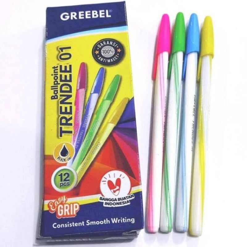 

Greebel Bulpen Ballpoint Balpoin Bolpen Pen Pulen Bulpoin Trendee 01 Warna Hitam Isi 12