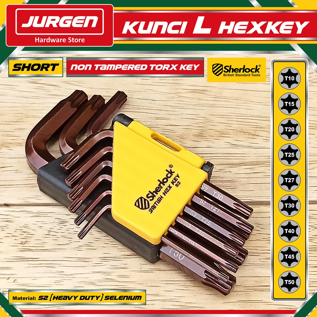 Sherlock Kunci L Set Bintang 9 Pcs mm (Pendek) / Kunci L Torx Set Sherlock Ori
