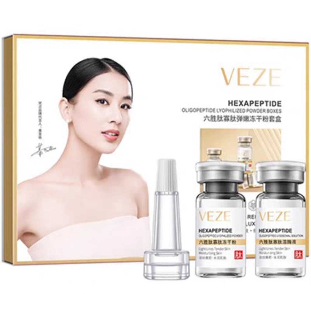 Veze Hexapeptide Bedak Kering Beku Set Serum Wajah Esensi Antikerut Pelembab Pengecil Pori-pori