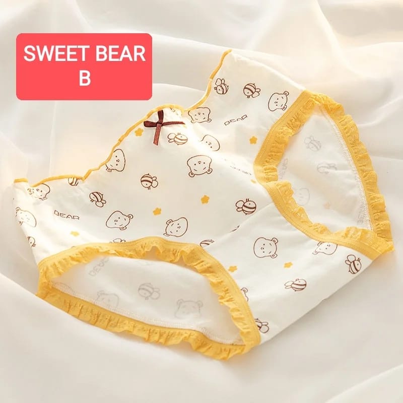 SWEET BEAR PANTIE CELANA DALAM REMANA ABG WANITA DEWASA IMPORT KATUN KOREA MOTIF LUCU ADEM NYAMAN