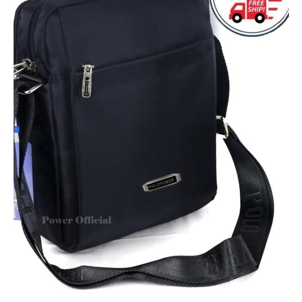 Polo Power 012M Tas Slempang Pria Sling bag Import Tas Polo Original - Hitam, M