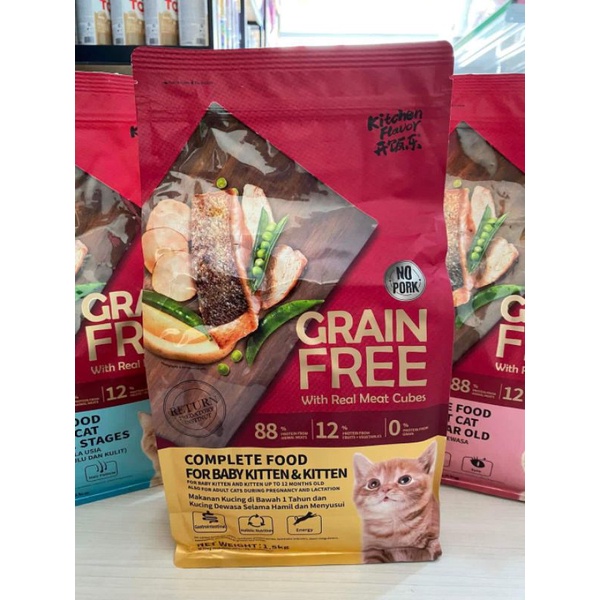 Makanan Kucing Kitchen Flavour Grainfree Baby Kitten &amp; Kitten Kemasan 500G Repack / KF Grainfree Baby Kitten Repack 500G