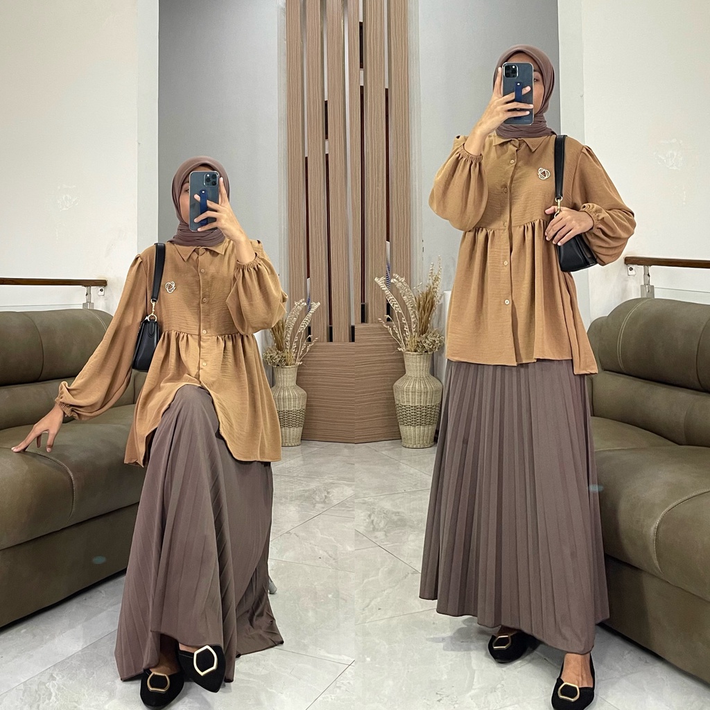 MARBELA blouse by ZALFA OUTFIT / blouse polos / blouse crincle / kemeja polos