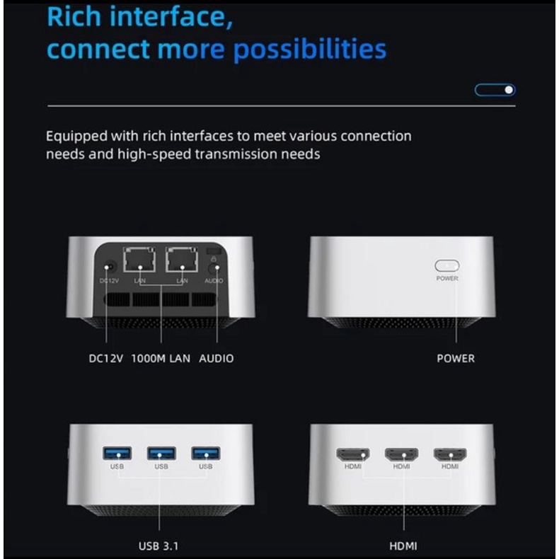 MINI PC T8 PRO 8/256GB SSD Intel N5095 Tiga HDMI Tiga USB Dual LAN Windows 11