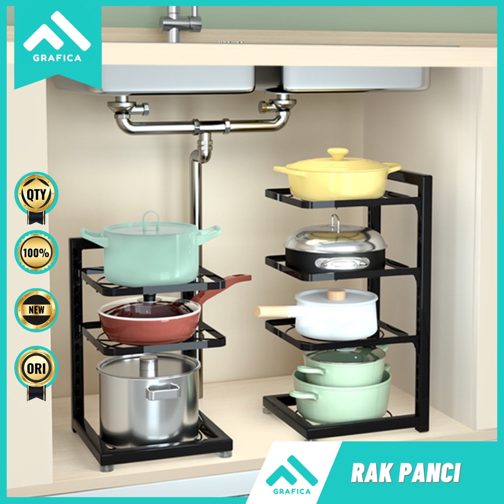 RAK DAPUR PANCI BAWAH WASTAFEL 2 3 4 SUSUN TEMPAT PENYIMPANAN PIRING PANCI WAJAN GELAS BUMBU MAKANAN