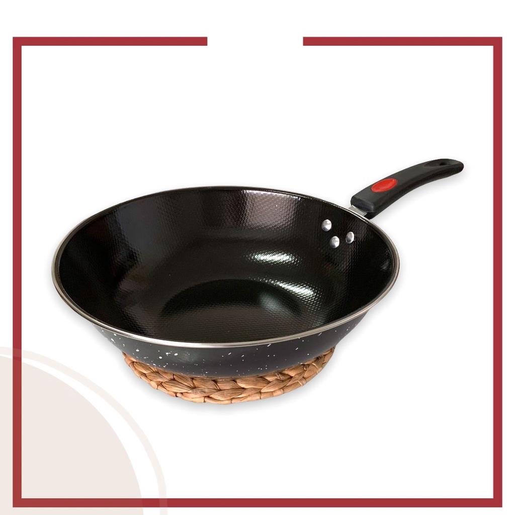 MJS 992 - Wok Pan Enamel Bintik 30 Cm GSF 3001P Wajan Enamel Anti Lengket Anti Gores Wajan teflon Penggorengan tahan api dan tidak lengket Penggorengan Kuali kompor induksi kuping