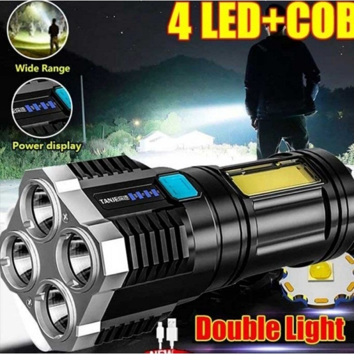 fmfit ZHIYU Senter LED Flashlight USB Rechargeable 4 XPE + COB EHS