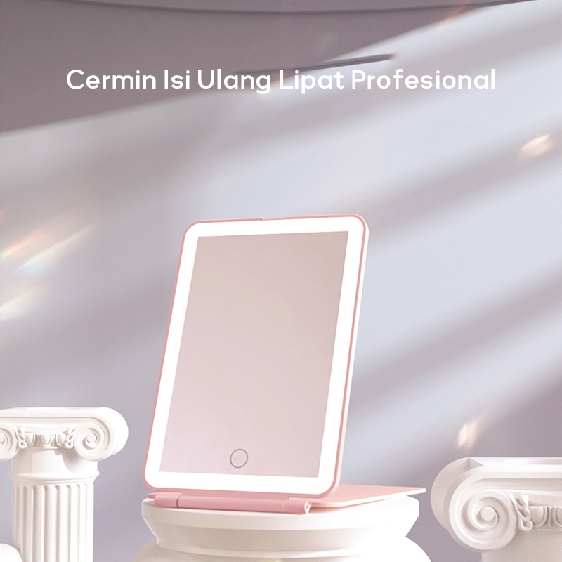 DADAWARD Mirror Touch Screen Led/ Cermin Lampu LED Rechargeable Tombol Touch Screen / Cermin Makeup LED / Kaca Cermin Lampu Charge / Mirror LED Charge USB