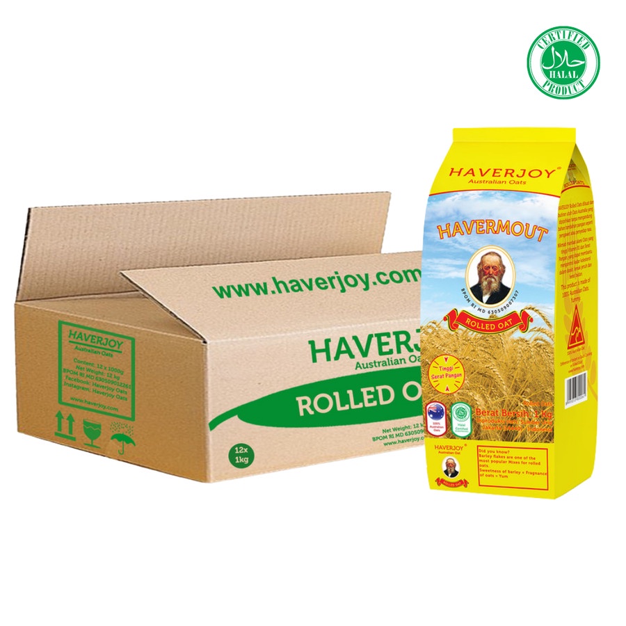 

Haverjoy Havermout Rolled Oats 1kg (1 dus) - Australian Oats