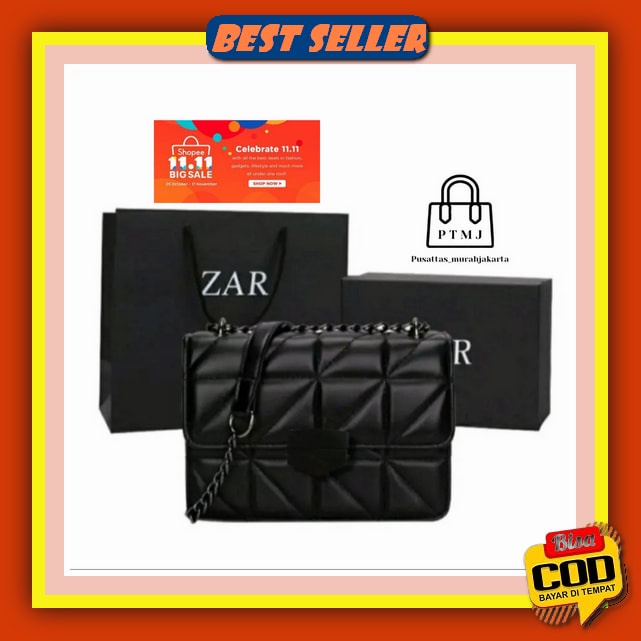 Tas Selempang Wanita Import Ta551B5 Premium Hitam Jeanne Korea Sling Bag Cewek Murah Casual Remaja B