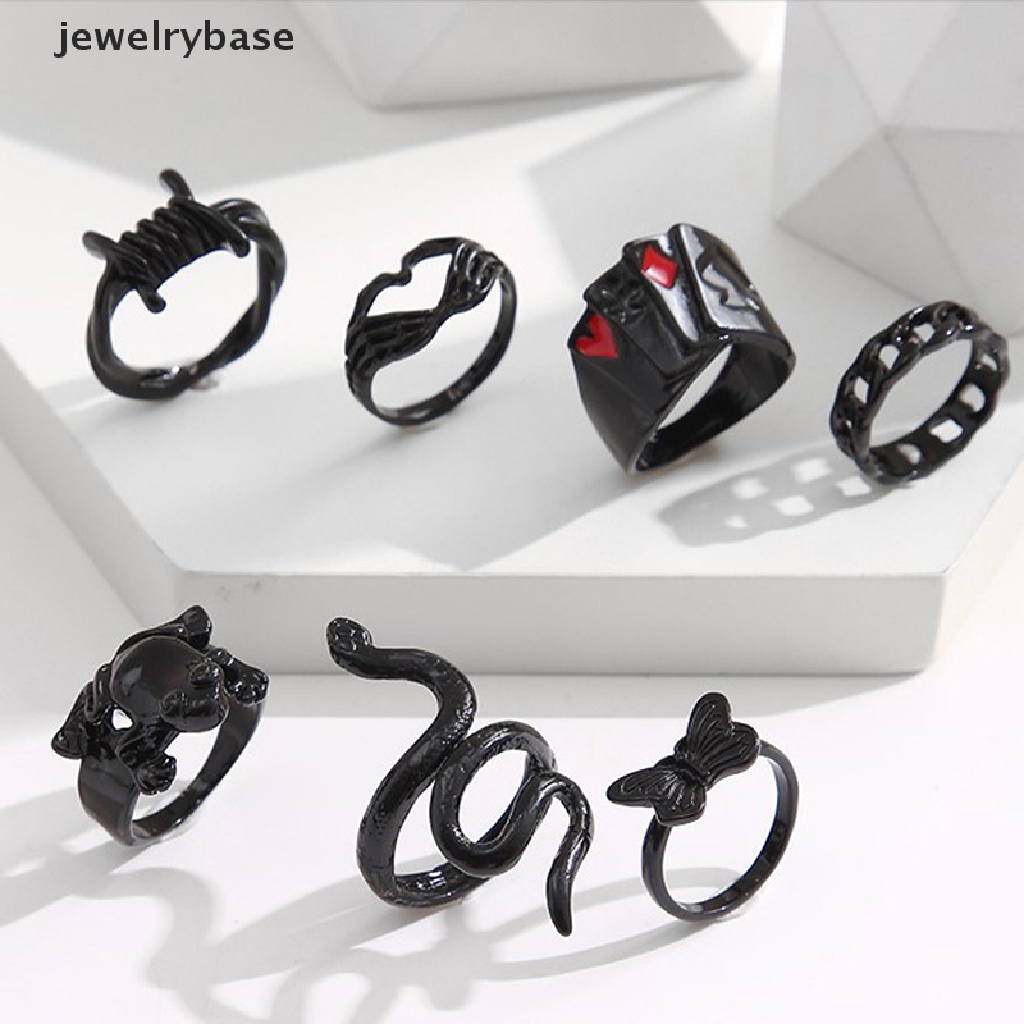 Set Perhiasan Cincin Jari Knuckle Bentuk Ular Geometris Bahan Logam Gaya Vintage Gothic Retro Untuk Wanita