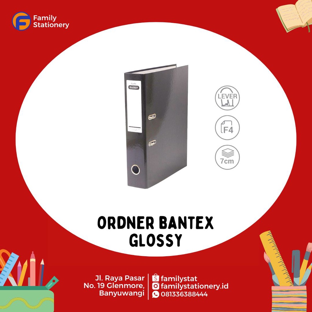 

Bantex Lever Arch File Ordner Folio Glossy 1441, 7cm Capacity, Hitam