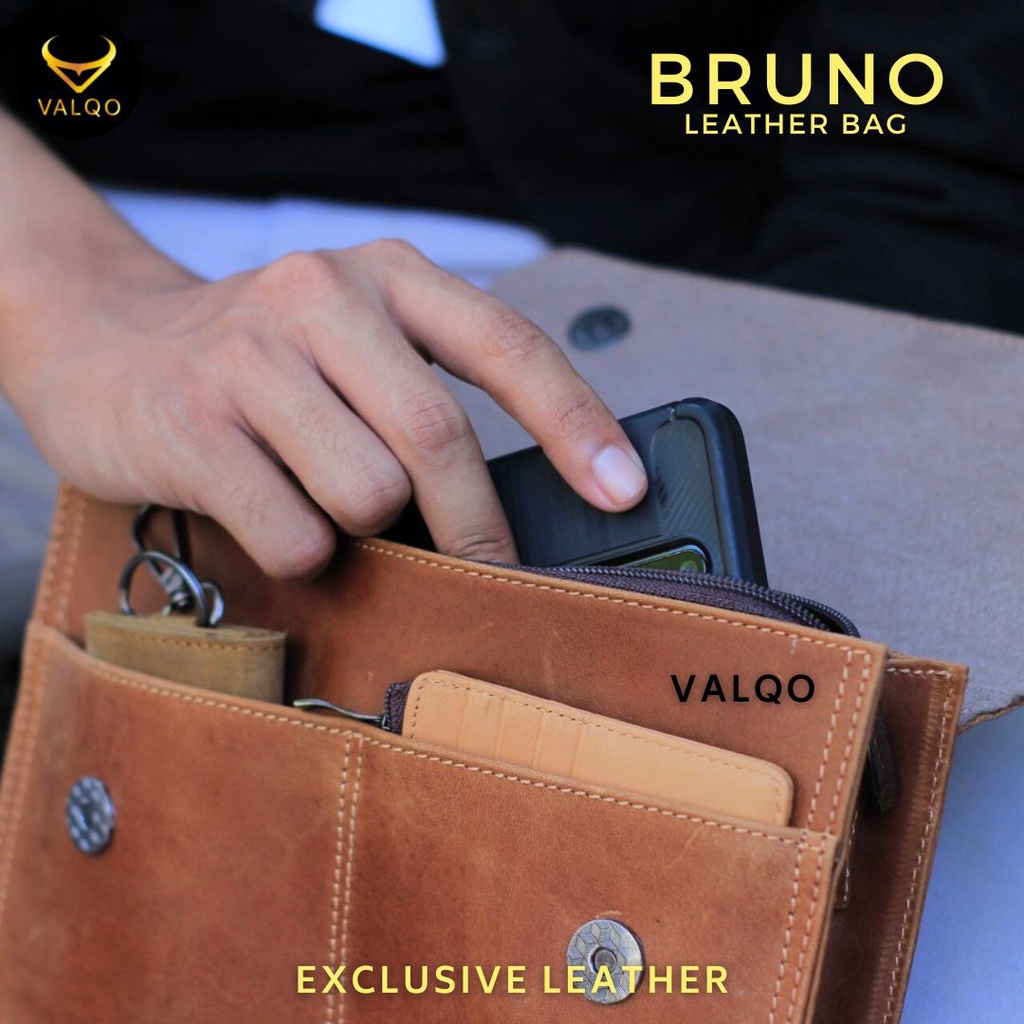 [VALQO] BRUNO Handbag Kulit Sapi Dompet Clutch Tas Tangan Pria Wanita