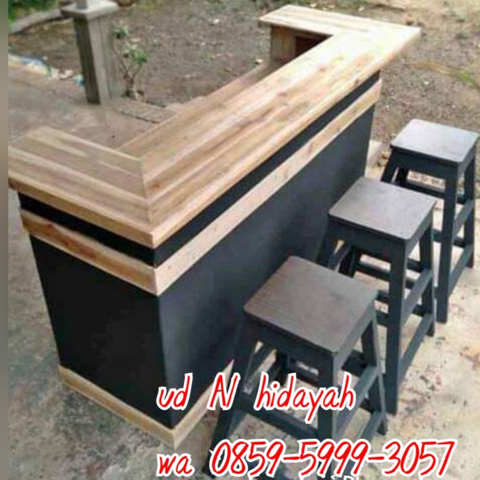 Meja Bar Meja Bartender Cafe Kayu Jati Belanda 150X55X80X110