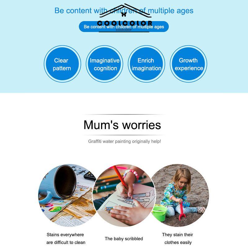 COD❤️Buku Lukisan Air Bahasa Asing Versi Bahasa Inggris Buku Ajaib Papan Gambar Anak yang Dapat Digunakan Kembali- cl