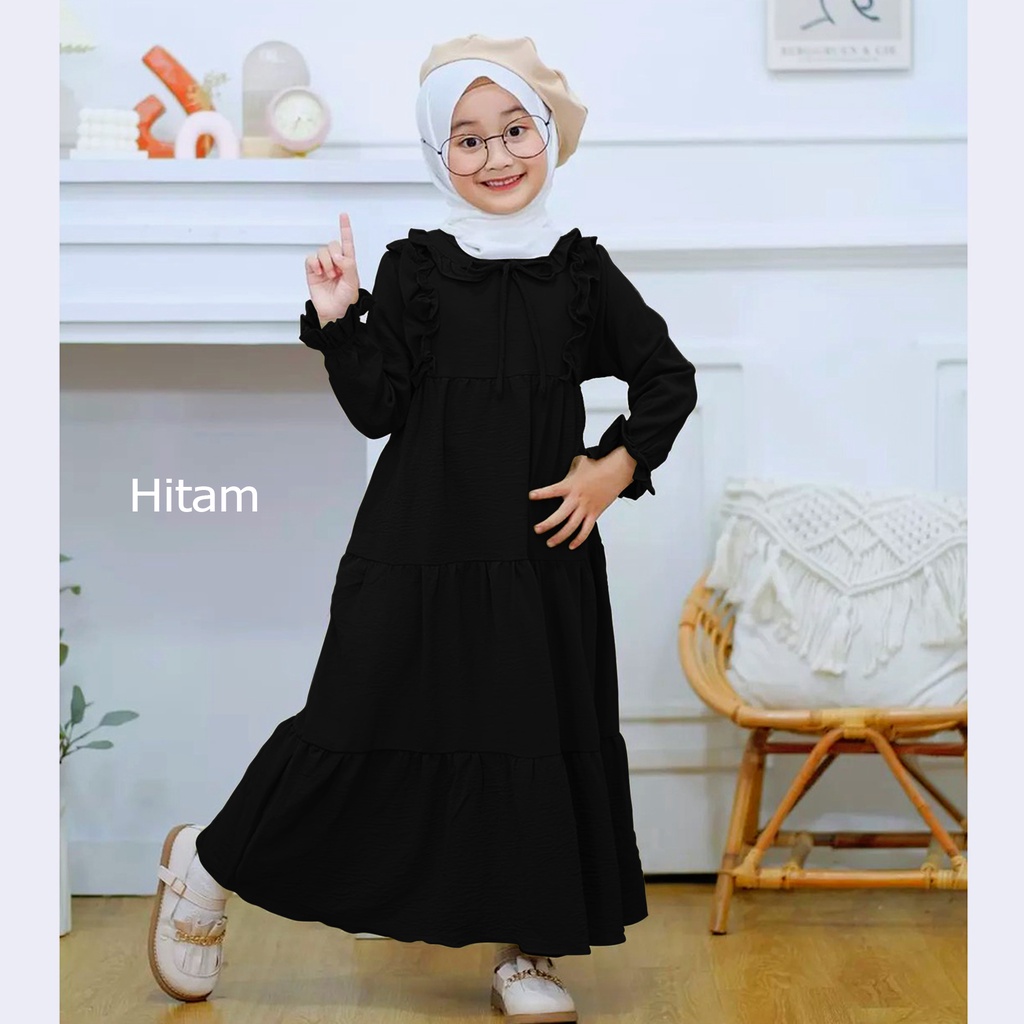 { NEW} baju gamis anak tanggung bahan crinkle 2022 /gamis anak 8-11thun (L) 11_16thun (XL).