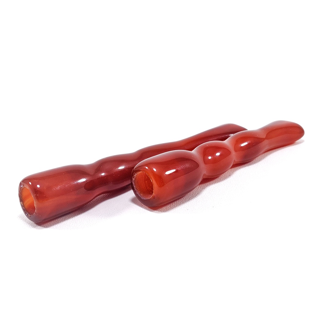 Pipa Cangklong Pipa Once Natural Batu Alam Red Carnelian Chalcedony Merah Cempaka Motif Cutting