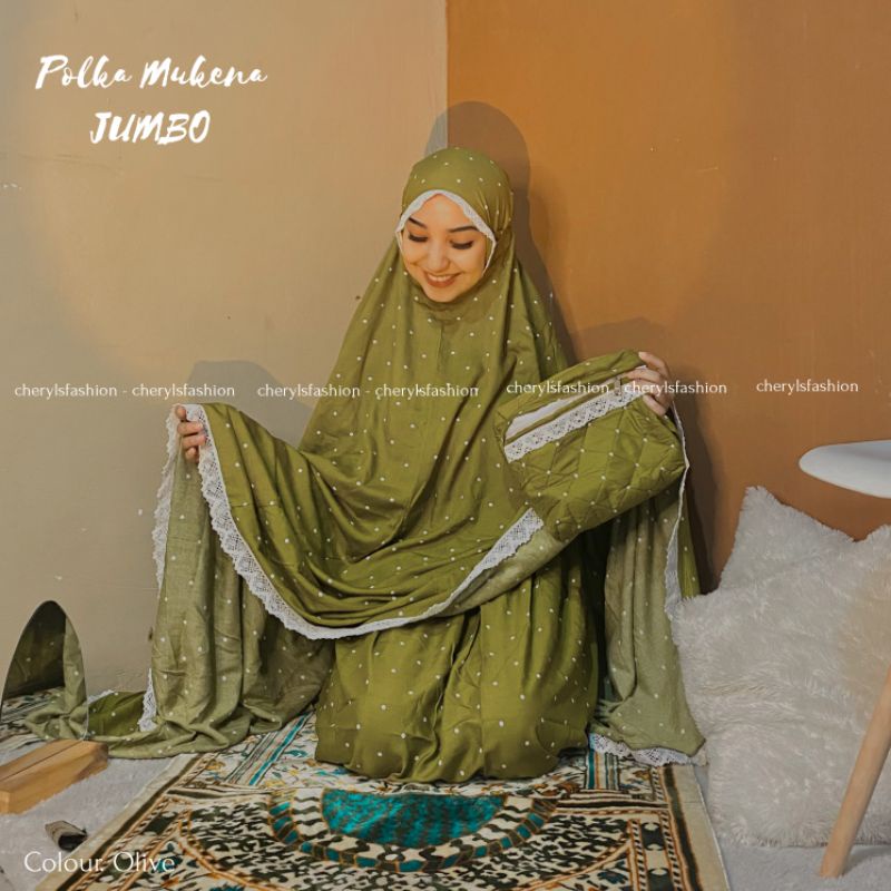 Polki Polka Polky Mukena Rayon Super Jumbo Polkadot Dewasa Best Seller