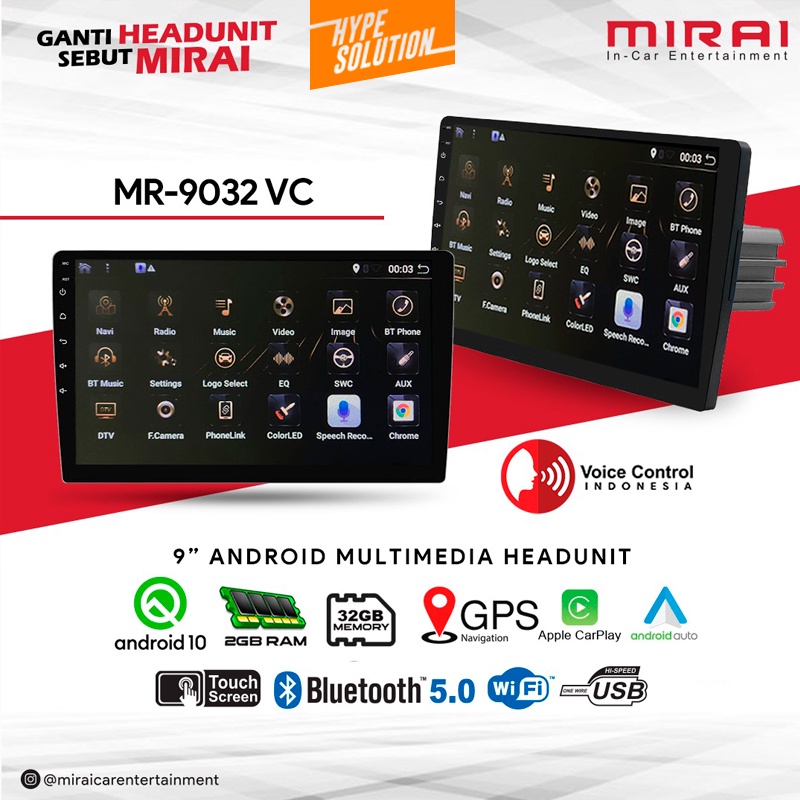 GRATIS FRAME- Headunit MIRAI 9032VC ANDROID OEM 9inch OEM