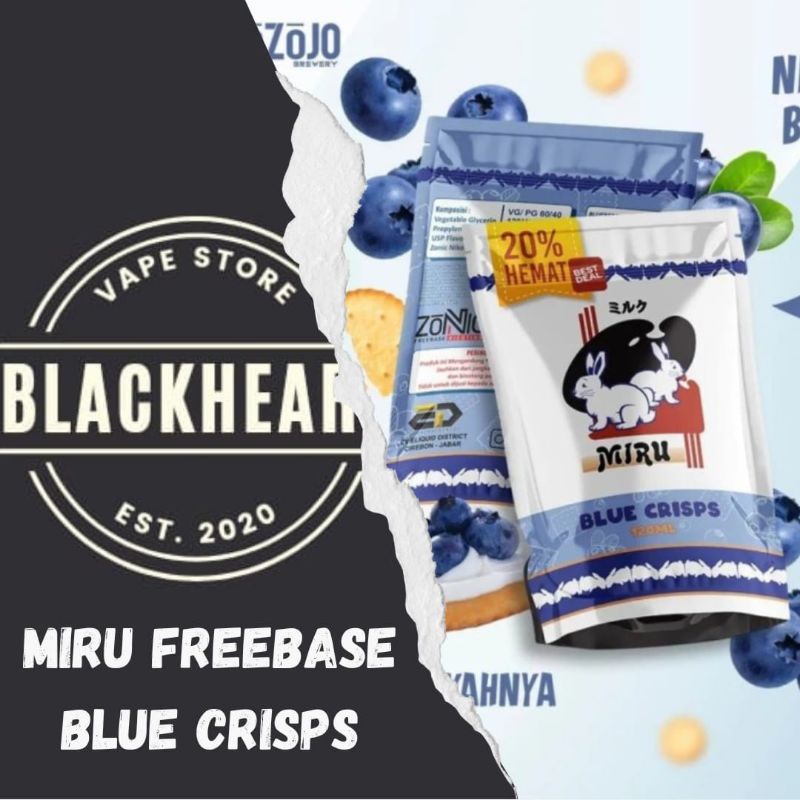 Miru Blue Crisps Liquid Vape Freebase 60ml Bercukai