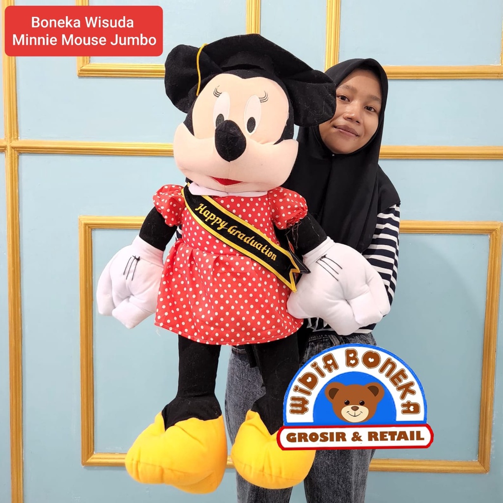 BONEKA WISUDA MINNIE JUMBO + SELEMPANG NAMA