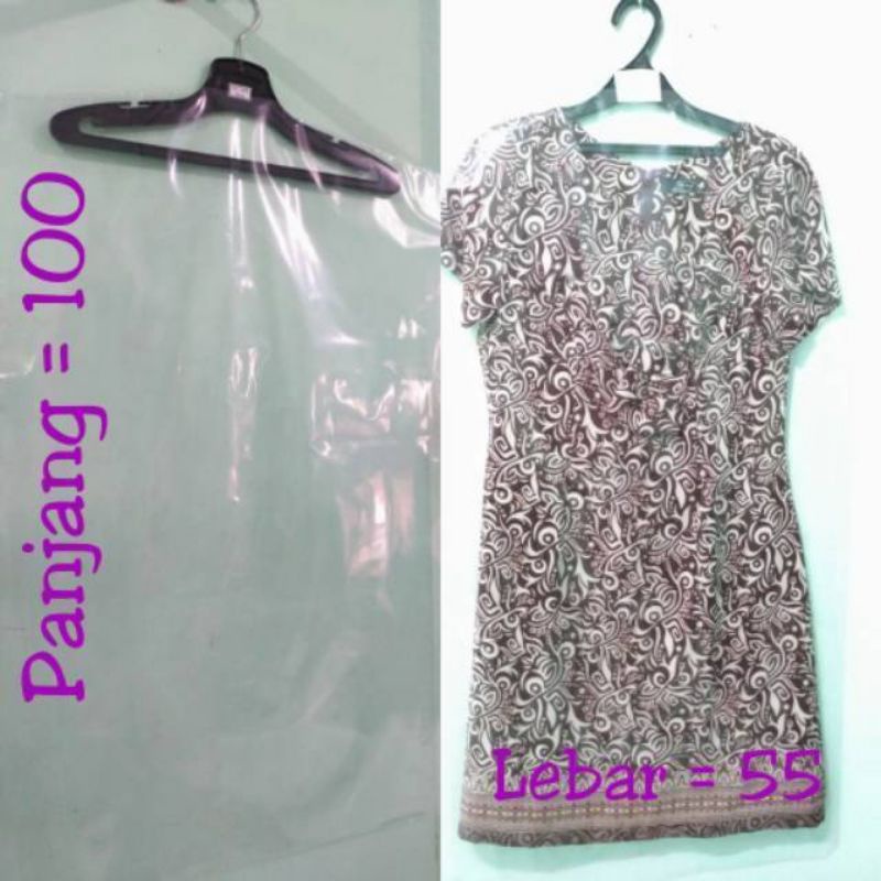 Plastik Cover Pakaian | Plastik Baju Mika | Plastik Mika Jas Dress Gaun Gamis | Penutup Pelindung Bahan Mika Tebal Lentur | Plastik Laundry Gantung | Plastik Londry Hanger | Plastik Laundri Gantungan