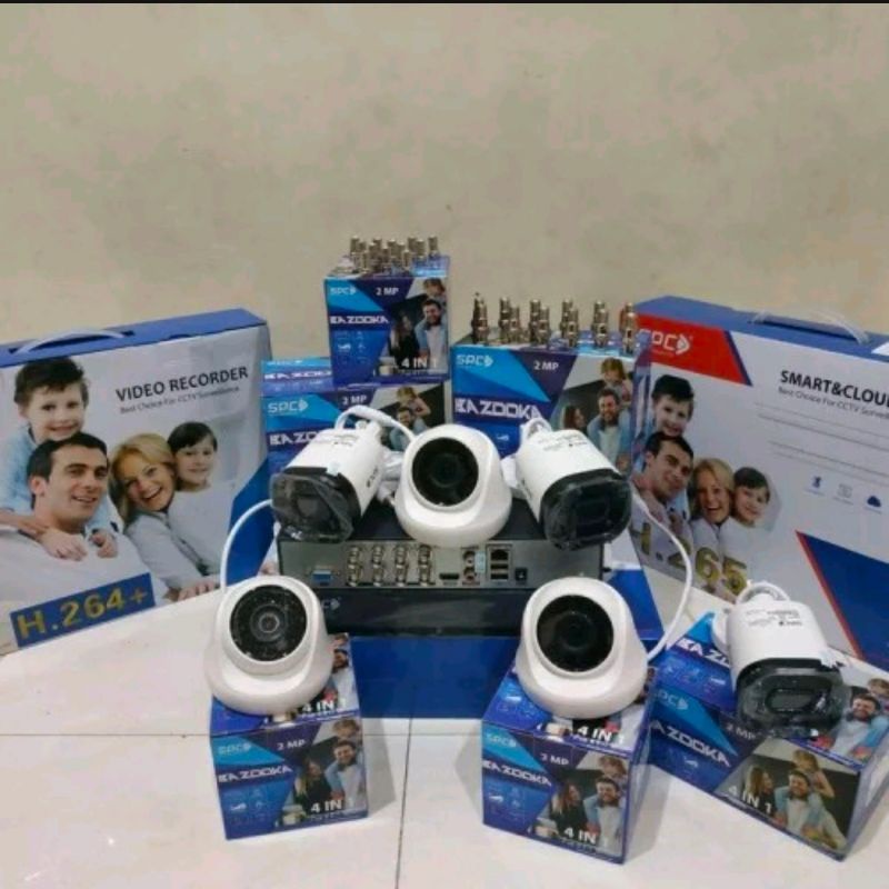 Paket Camera Cctv SPC 8ch 6 Kamera indoor Outdoor Komplit Hardisk 1000gb 2 MP Full HD 1080p